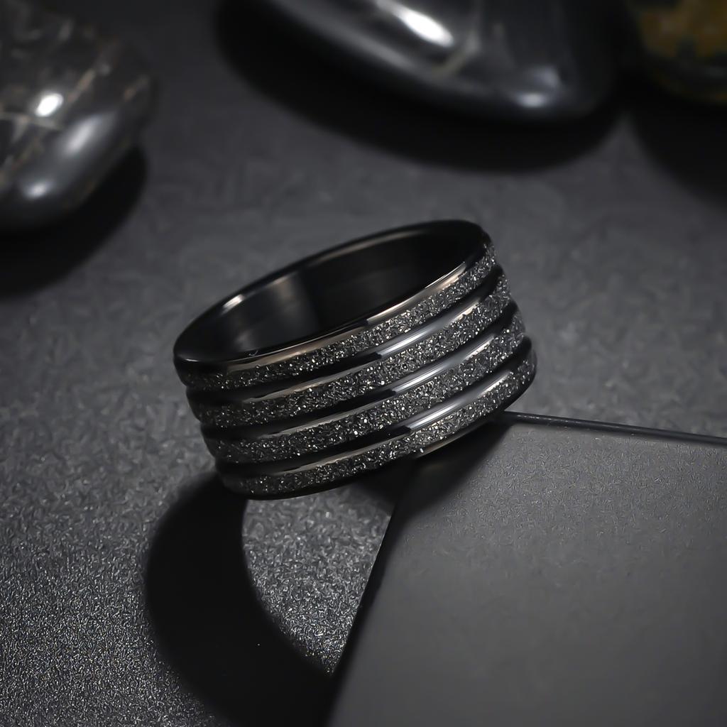 European and American New Jewelry 10MM Wide Titanium Steel Frosted Men's Ring Large Ring