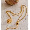 Yhpup Stainless Steel Oval Drop Necklace Stain Less Metal 18K Gold Color PVD Plated Distinctive Jewelry Wholesale