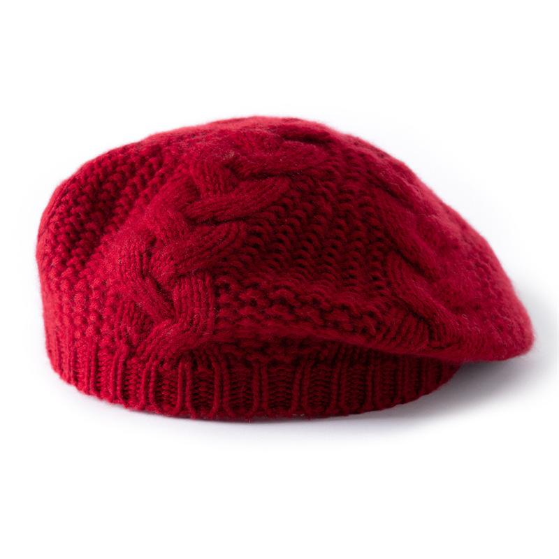 Autumn and winter new cashmere blended twist beret dome men's and women's cashmere beret