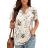 Women's T Shirt Tee Print Button Short Sleeve Daily Weekend Fashion Basic V- Neck Regular Top Summer