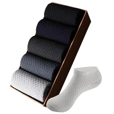 5 Pairs Men Socks Bamboo Fiber Short Ankle Socks High Quality Summer Business Breathable Male Sock Meias Man Sox Big Size 38-48