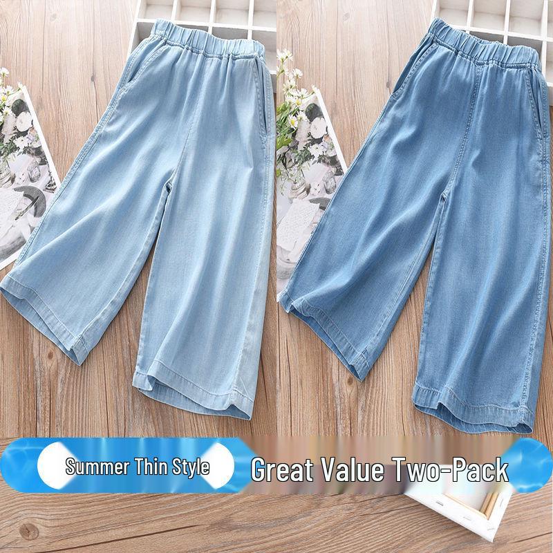 Sommer-Jeans mit weitem Bein für Mädchen - Trendig und vielseitig für mittlere und große Kinder