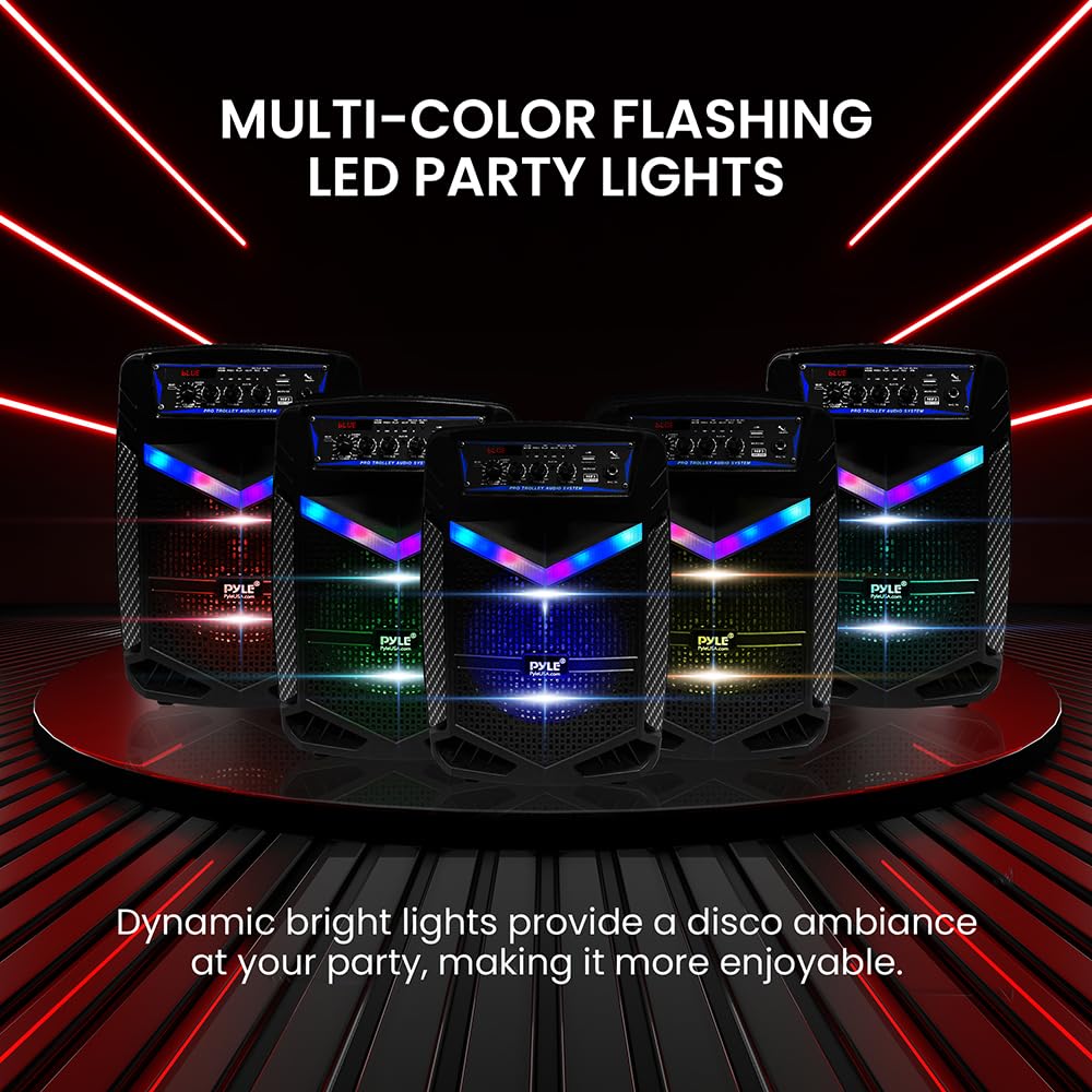 Pyle 400W Wireless Bluetooth Outdoor Portable PA System Recording Karaoke DJ Party Rechargeable Radio Pyle PPHP842B Speaker, Rechargeable, Use, 3.1kg