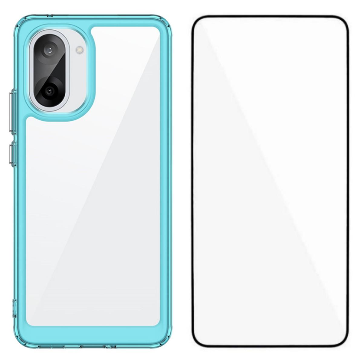 

For OnePlus Ace 5 Racing 5G/OnePlus Nord CE5 5G Phone Case WANLONFENG XC Series TPU Acrylic Cover with Tempered Glass (Big Lens Hole) Transparent Blue