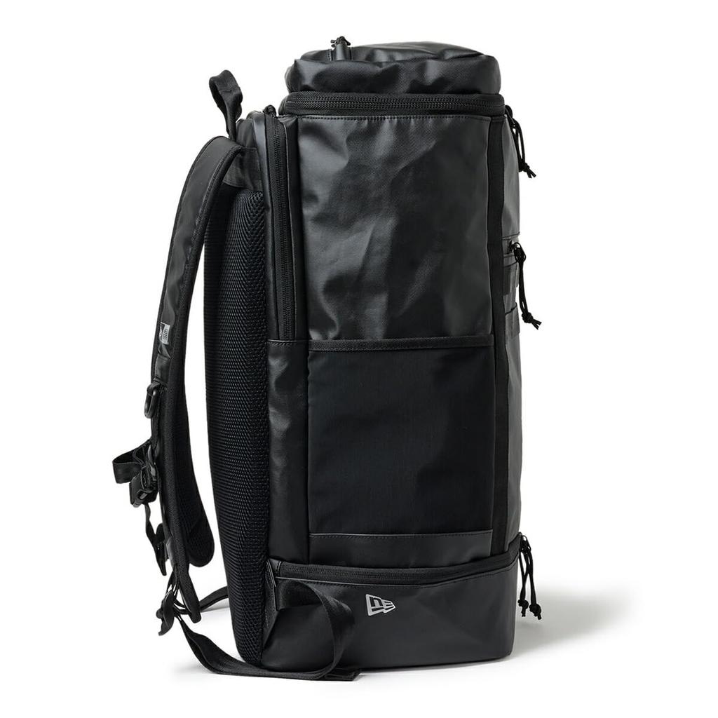 New Era Box Pack Großer Rucksack, 46L Fassungsvermögen, SchwarzGraphit, KOSTENLOSER BOX PACK LARGE BLK TPU GRP NELOGO