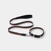 Premium Soft Fabric Dog Collar Leash Set Ins Style Comfortable Adjustable Pet Neck Strap With Genuine Leather Trim