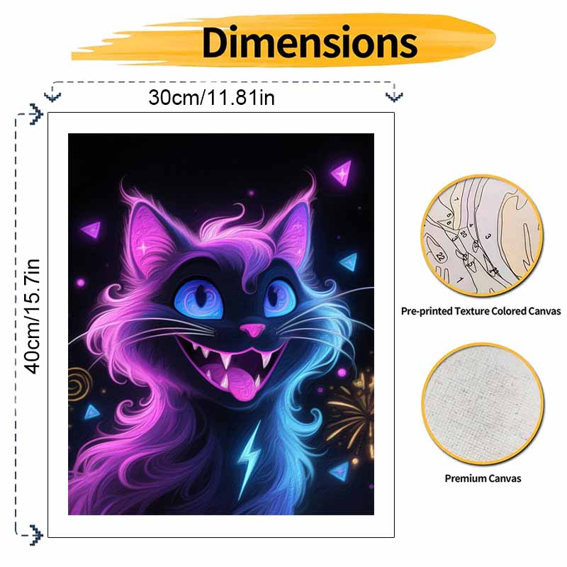 Disney Neon Cat Oil Painting Hand Painting Coloring Painting Handmade Diy Home Decoration Gift