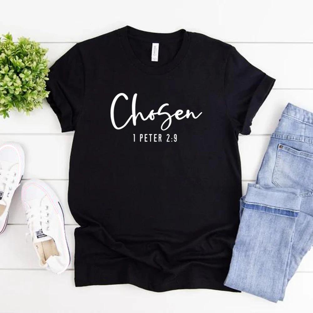 Chosen 1 Peter 29 TShirt Christian Shirt for Women Christian Apparel Religious Gift Womens Graphic T Shirts Bible Verse Tee