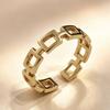 Eco-friendly Brass Gold Open Ring, Japanese and Korean Creative Square Women's Adjustable Size Jewelry