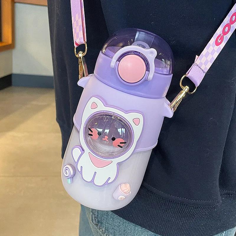 Bottle for School Boys Girl Cup with Straw BPA Free Cute Cartoon Leakproof Mug 720ML Portable Travel Drinking Tumbler Kids Water