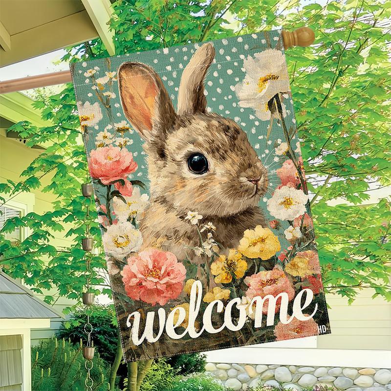 1pc Happy Easter Blue Welcome Flower Garden Flag_4 (6)- Garden Decoration Double S, Home Decoration, Yard Decoration, Outdoor Decoration, Lawn Decorat