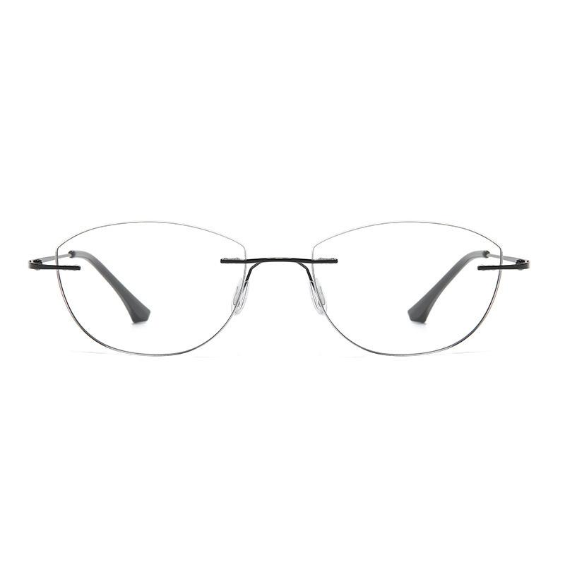 High-intelligence cat's eye rimless glasses frame, ultra-light retro high-end color-changing gray glasses frame, can be equipped with myopia glasses