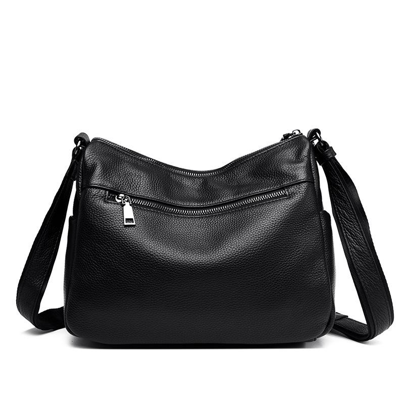 Bolso cruzado de cuero genuino para mujer con correa ancha para mediana edad y personas mayores - Gran capacidad
