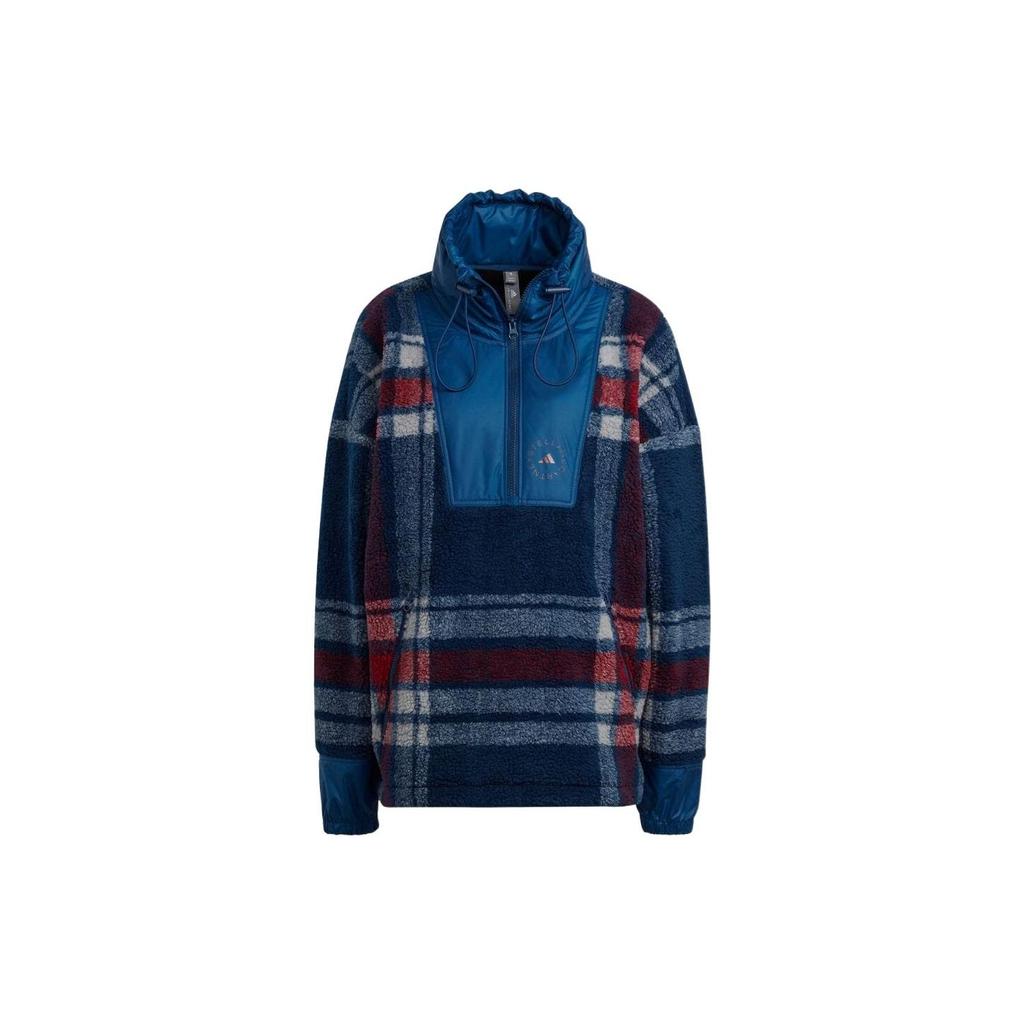 Adidas Color Block Half Zip Stand Collar Vintage Sports Jacket Women Jacket Blue HI6076