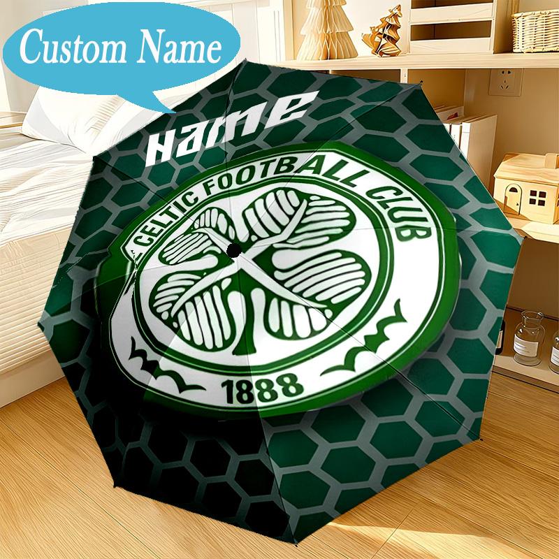 Custom Name Umbrella Celtic FC Crest Umbrella 8-Frame for Travel, Camping, Casual Lightweight Portable, Essential for Family Gifts