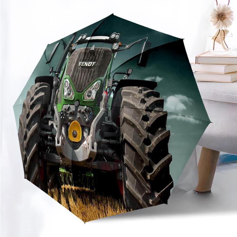 Traktor Auto Thema Faltbarer Regenschirm Mode Automatik 8 Eisenrippen Kunststoffgriff Faltbarer Sonnenschirm Perfekte Weihnachtsgeschenke