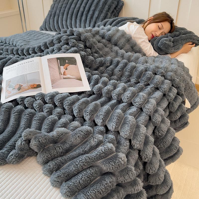 

Плюшевое одеяло Falei Плюшевое одеяло Noon Sleeping Одеяло Coral Velvet Cover Одеяло Winter Thick Plush Blanket 70x100cm серый