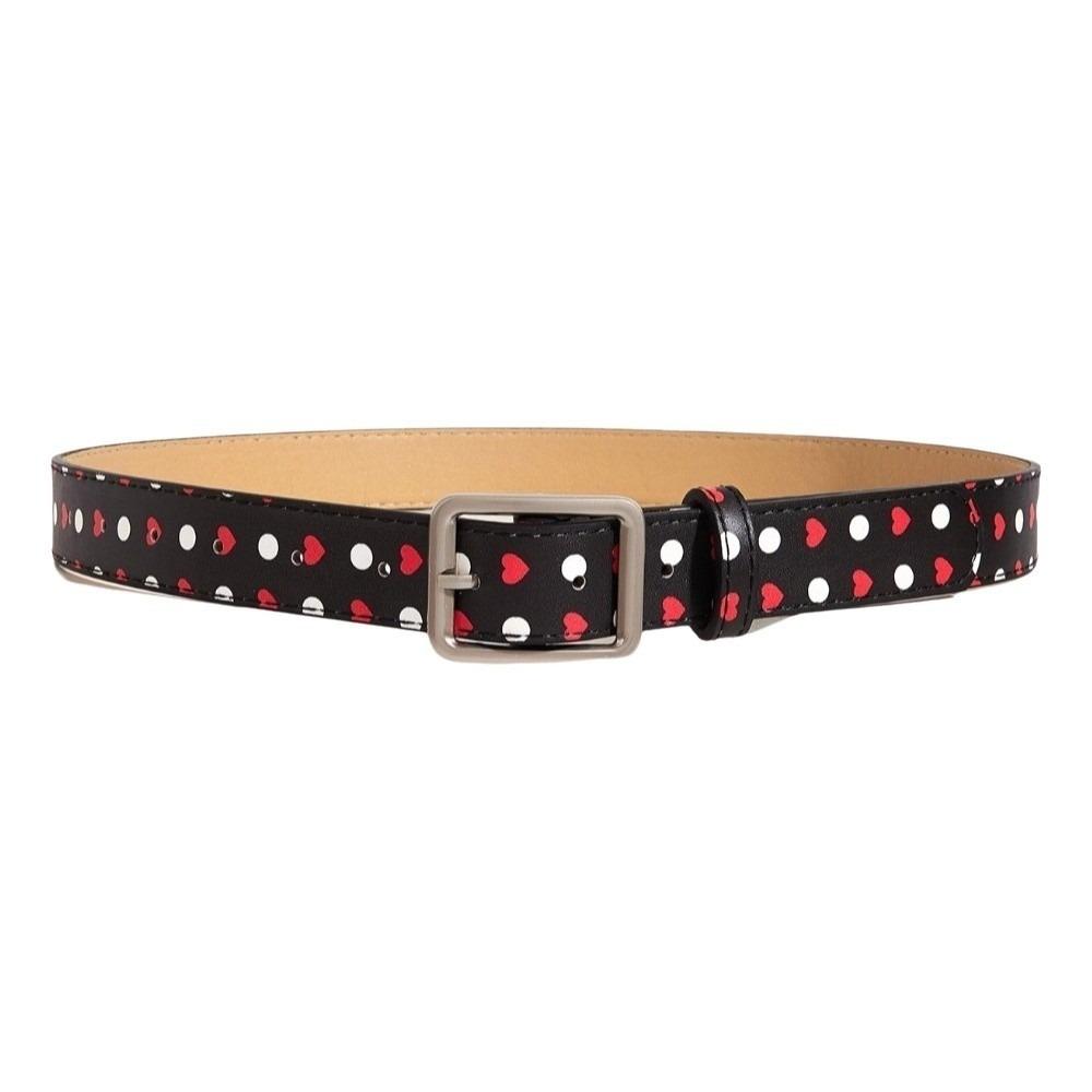 

Y2K Polk Dot Belt PU Jeans Waistband Casual Leather Waist Belt Daily чёрный/красный