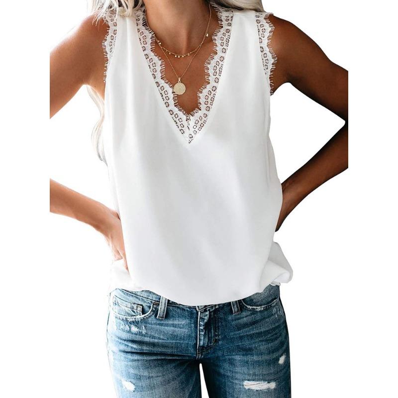 

Летний кружевной жилет без рукавов с камзолом M белый