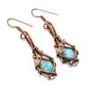 Larimar Earrings, 999 Copper Wire Wrapped Jewelry, Gemstone Earrings, Gift For Her Handmade Dainty Jewelry