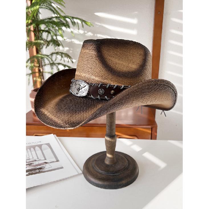 Unique Knight Hat for Women, Summer Festival Party Sun Hat, Western Cowboy Sun Protection Straw Hat, Trendy Punk Hat for Men