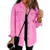 Women's Fashion Denim Shirt Jacket Milled Hem Button Casual Long Sleeve Jacket