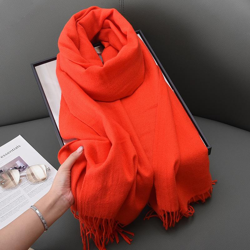 Winter women's red imitation cashmere scarf high sense 2025 will scarf soft temperament versatile warm shawl men