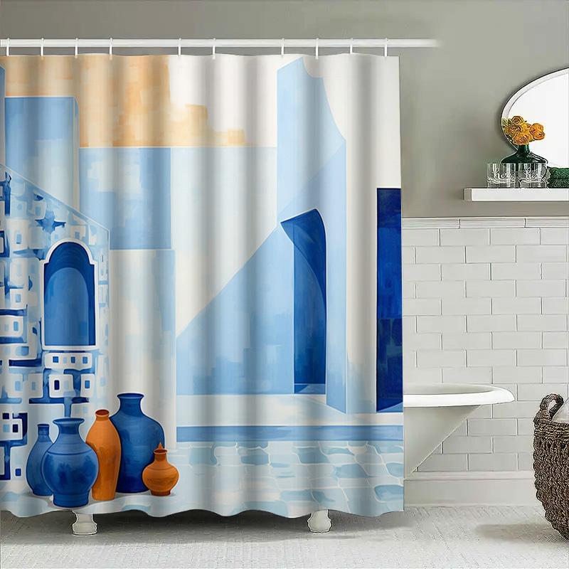 Lyxig Vattentät Duschdraperi för Badrum med Vintage Stil Bågdesign Dekor Heminredningstillbehör