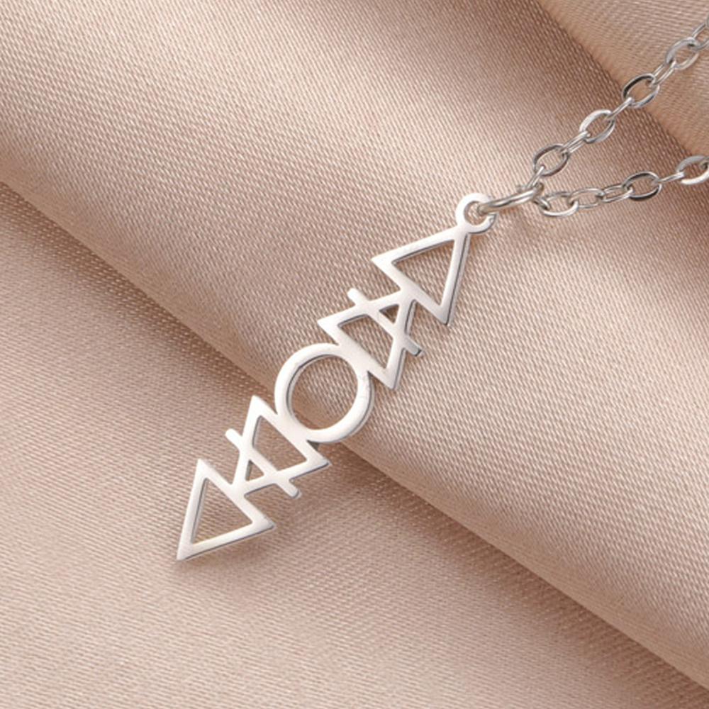 Dawapara Four Elements Necklace Earth Air Fire Water Alchemical Symbols Protection Amulet Stainless Steel Jewelry