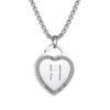 Women's Silver Initial Necklace Stainless Steel Love Heart Tiny Letter Necklace Personalized Name Jewelry for Girlfriend Gift 26 Alphabet Letters