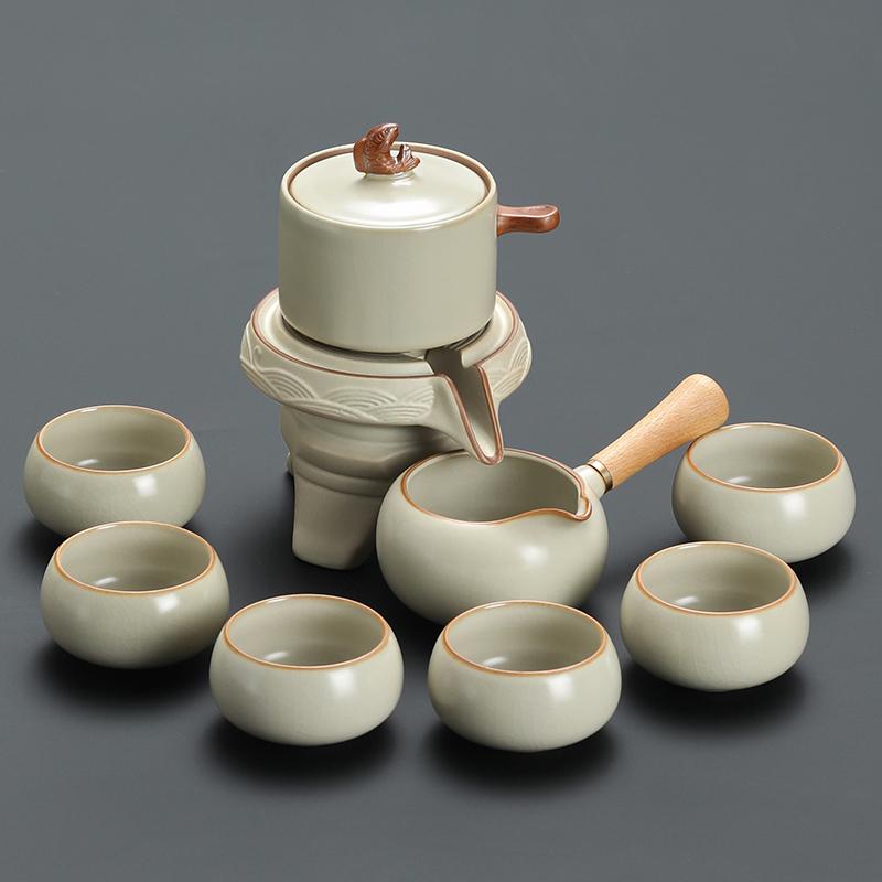 Ru Kiln Tea Set 2025 New Lazy Man Automatic Tea Artifact High-grade Light Luxury Drinking Brewing Tea Special Teapot