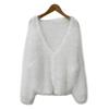 Chic Korean Faux Mink Long-Sleeve V-Neck Cardigan Sweater for Women