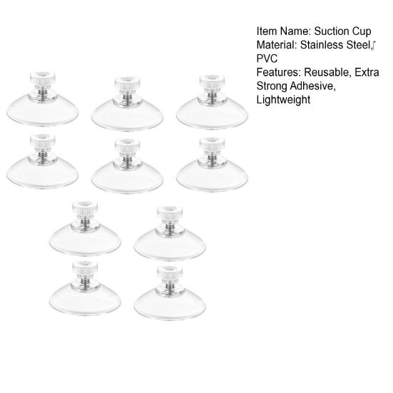 10Pcs 40MM Stainless Steel Thread Suction Cup Reusable PVC Sucker Pad Vacuum Suction Cup Extra Strong Adhesive Glass Suction Holder