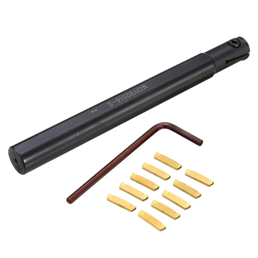 A20F-10Pc Mgmn200 Carbide Insert + 1Pc High Clamping Force Mgivr2016-2 Lathe Turning Tool + Wrench Machine Milling Cutter Access