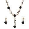 Vintage Gold Red Rose Jewelry Set, Floral Necklace, Bracelet & Drop Earrings for Women