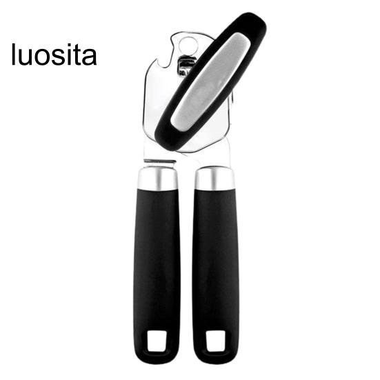 Abrelatas, abridor de cerveza de acero inoxidable liso, perilla giratoria, agarre antideslizante, abridor de tapa para barra de cocina casera