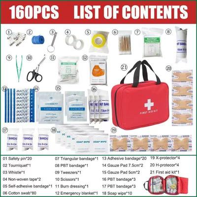 Large 160-piece Emergency First Aid Kit for Car and Outdoor Travel
