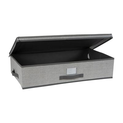 Under Bed Storage Box Breathable Non-Woven Organizer Stackable with Flip Top Cover Handle Label Window Strong Durable Off-Season