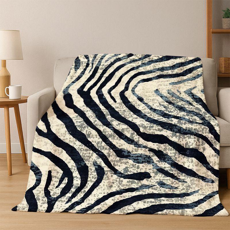 Schwarz Weiß Zebra Streifen Flanell Decke Weiche Warme Decke Überwurfdecke für Schlafzimmer Wohnzimmer Bett Reise Camping Picknick Geschenk