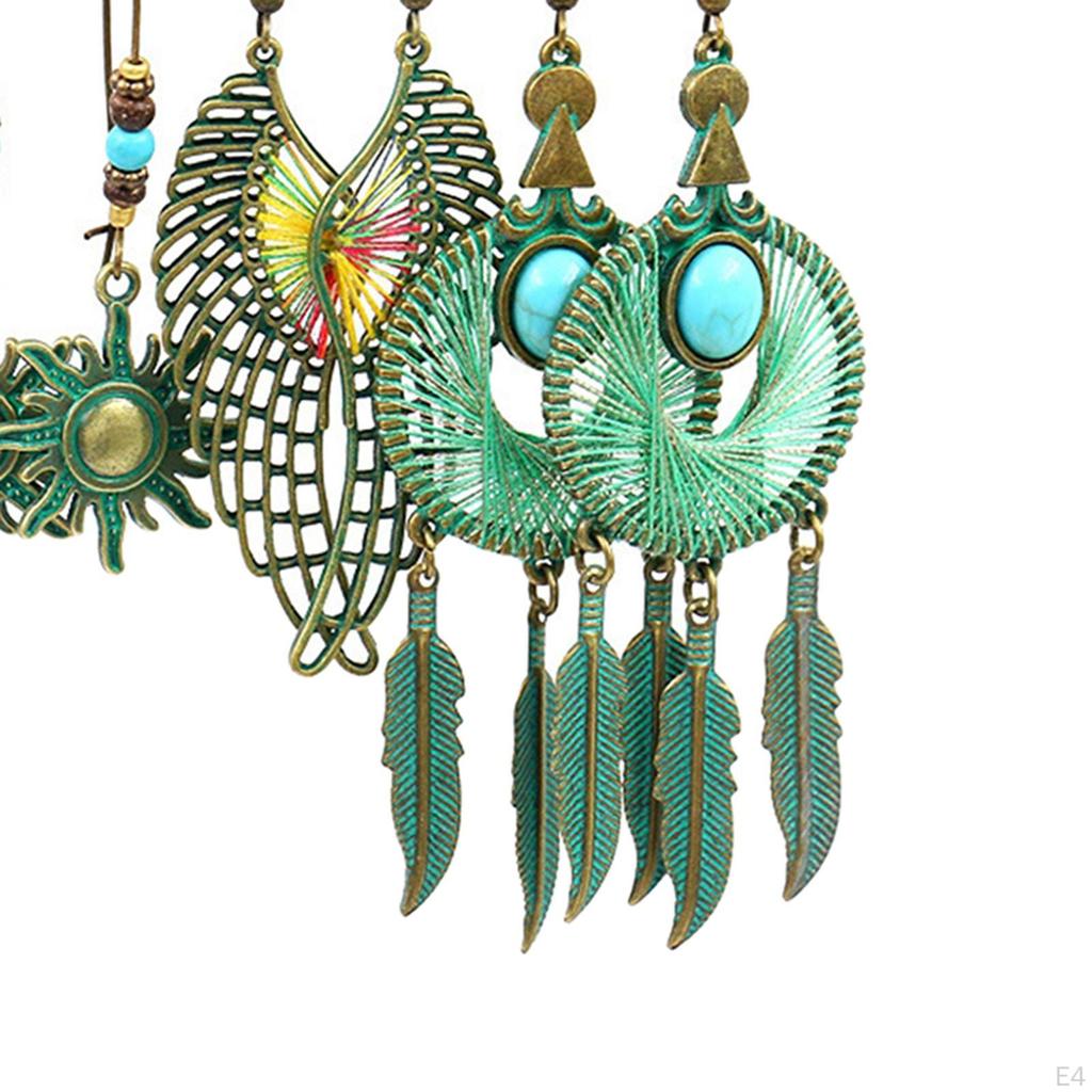 3Pairs Bohemian National Style Dangle Earrings Set Alloy for Birthday Party