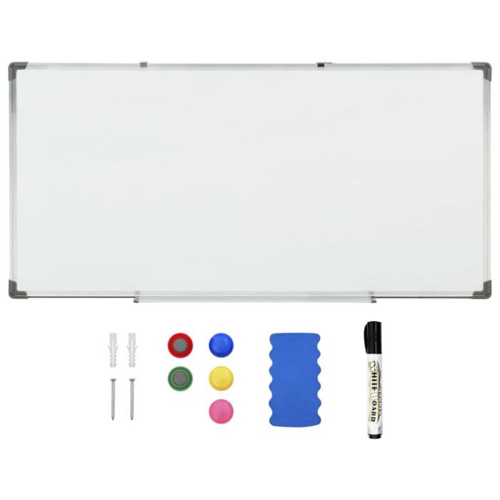 Tableau blanc - Blanc - 110x60 cm - Acier laqué - Aluminium - Magnétique
