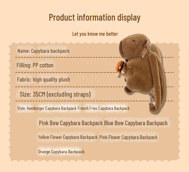 Capybara Plush Doll Backpack: Cute Cartoon Shoulder Bag for Kids