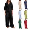 Women Casual 3/4 Sleeve Top with Wide Leg Pants Set with Pockets Comfortable Loose Fit Two Piece Outfit for Everyday Wear