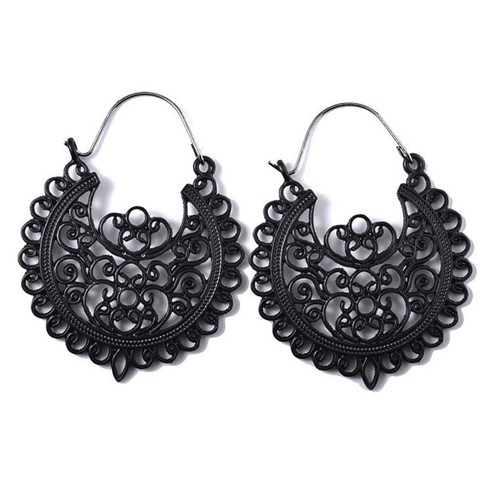 Women Retro Bohemia Carved Flower Hollowed Drop Hanging Earrings Fashion Jewelry Gift