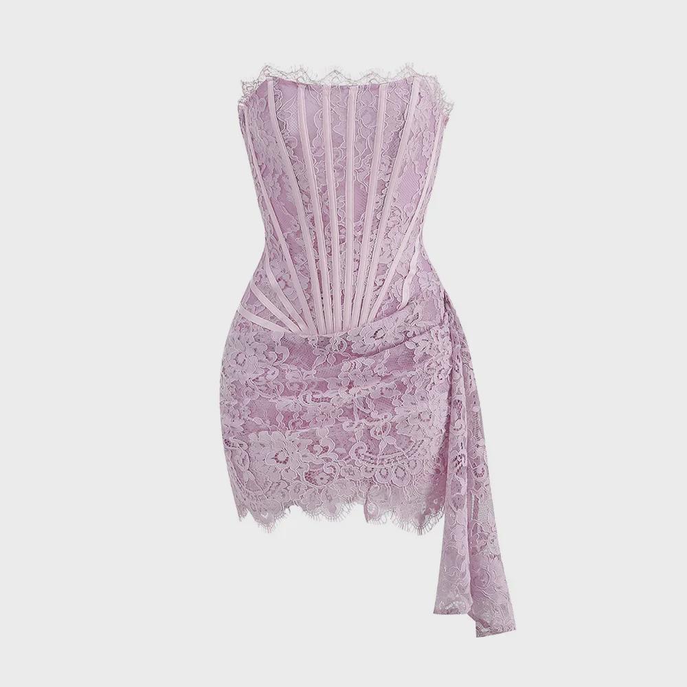 Špičkové evropské a americké trubkové šaty s krajkovým panelem - Elegantní dámská móda