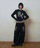 Lujeoseukeulleob Check Patch Wide Cotton Pants Black