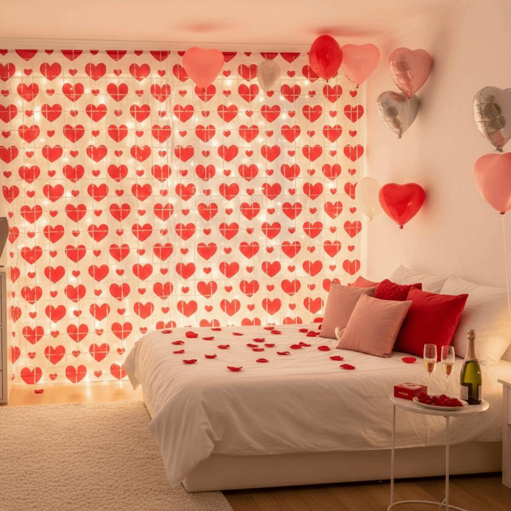 Hanging Valentine's Day Party Backdrop Foldable Streamers Curtains  Valentines Day