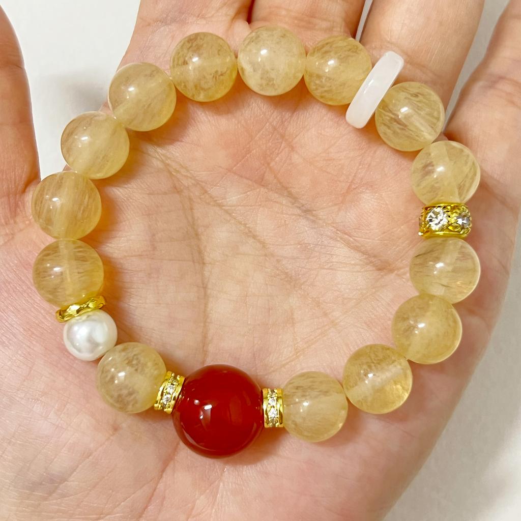 Crystal Beaded Bracelet for Women Handmade 10mm Round Beads Natural Stone Stretch Bangle DIY Jewelry Gifts