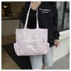 Japanese Style Polyester Shoulder Bag, Mint Green Star Print Tote with Zipper, Spacious Commute Bag for Women CLE