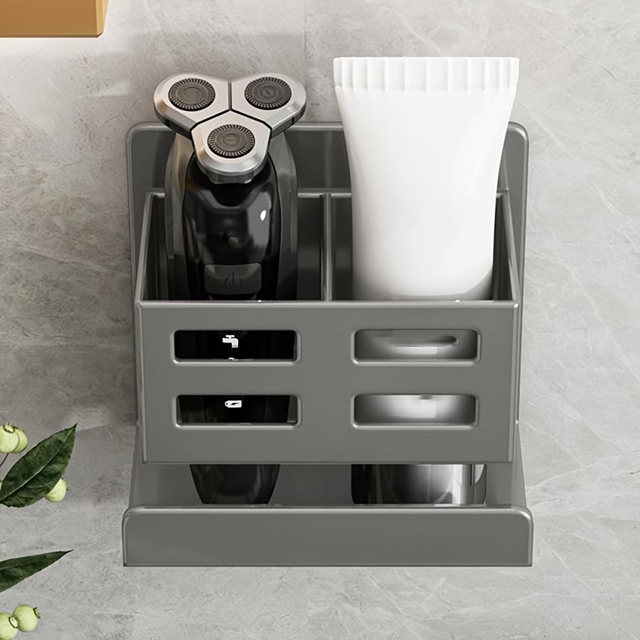 Versatile Wall-Mounted Bathroom Organizer - No-Drill, Plastic Storage Rack for Toothbrushes & Razors, Perfect Home Accessory